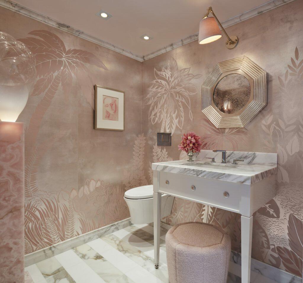 Blush Powder Room in Kips Bay Show House