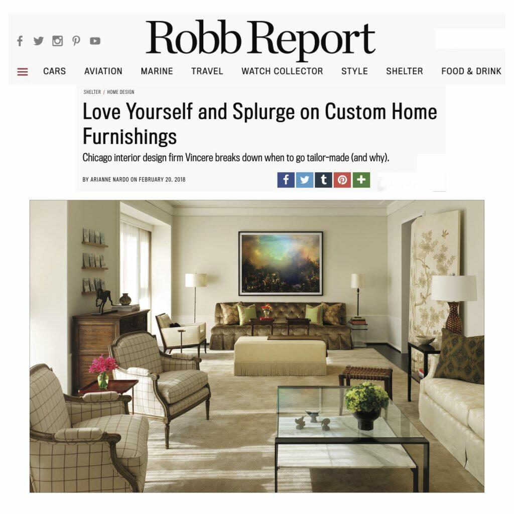 Vincere in Robb Report on Custom Home Furnishings