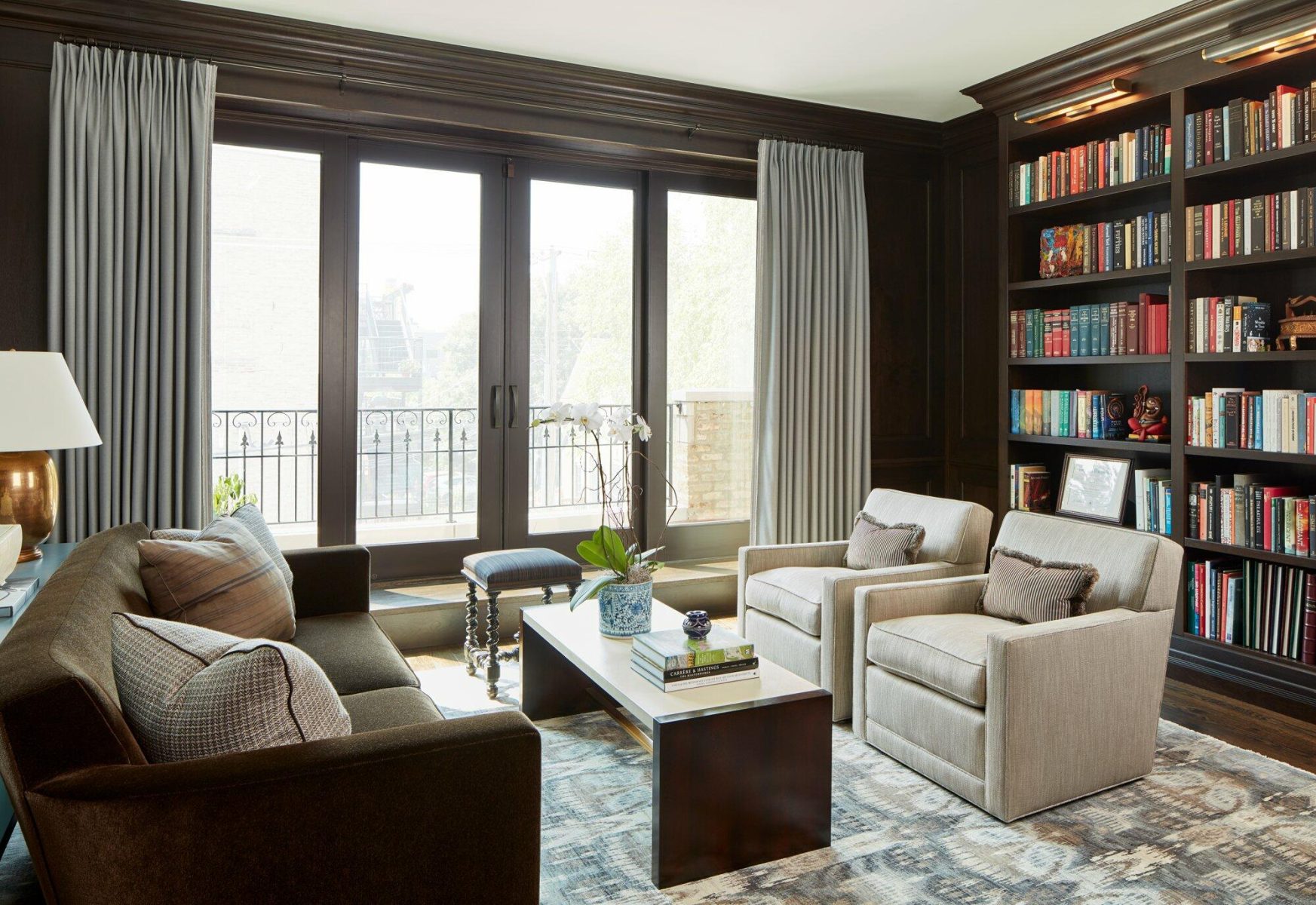 Floor to Ceiling Bookshelves with Custom Millwork