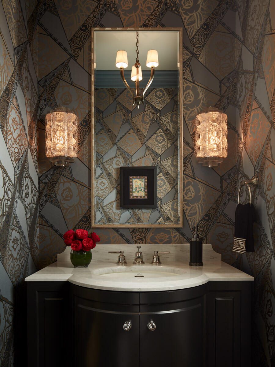 Ornate Powder Room Design in Chicago