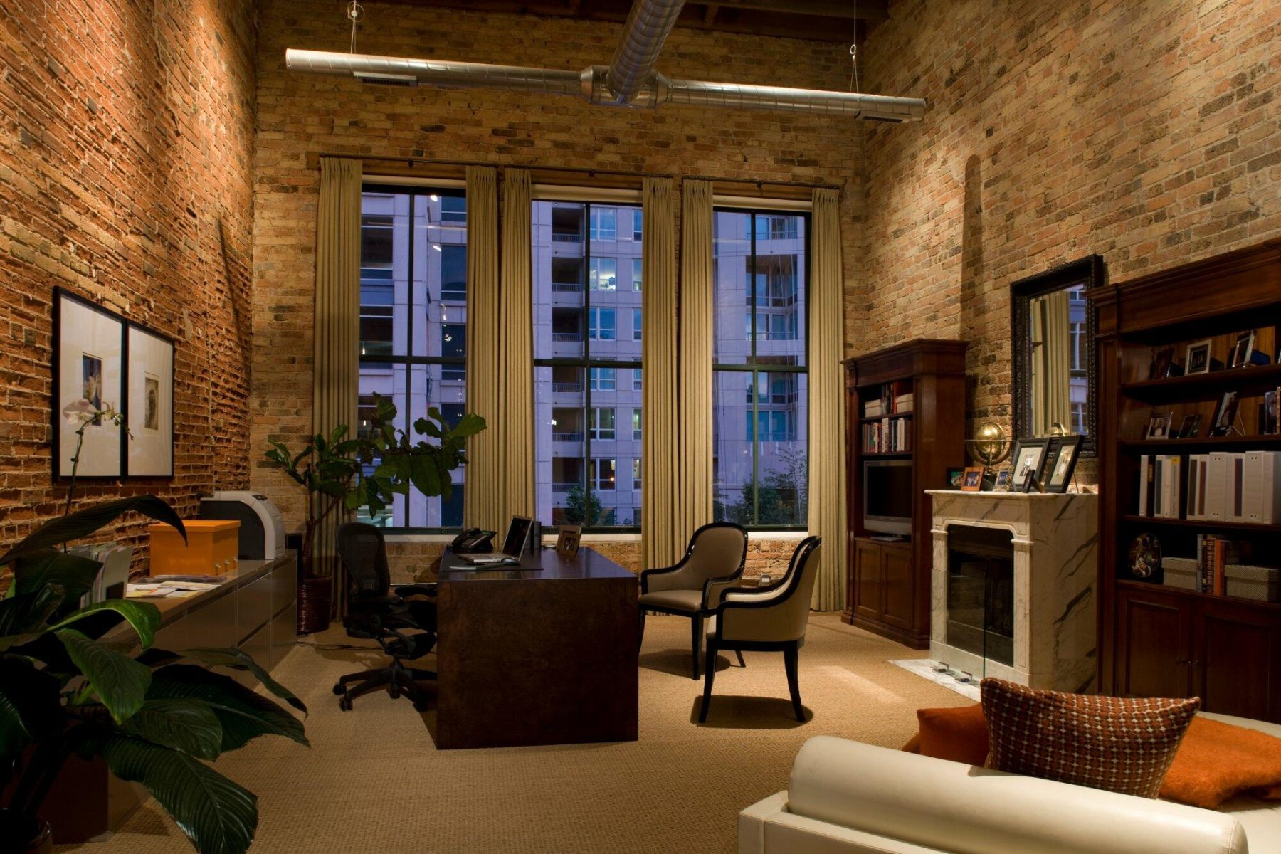 Home Office With Large Windows