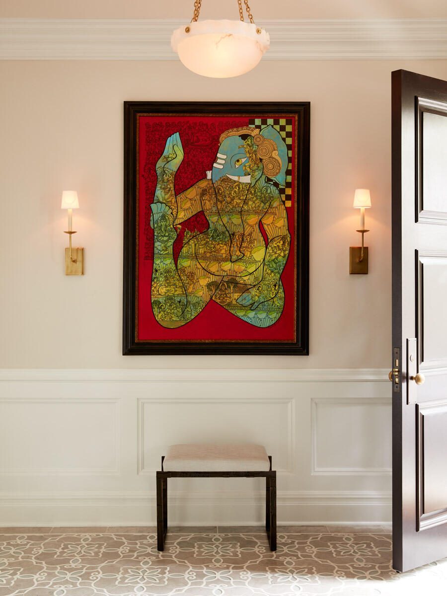 Contemporary Indian Art in a Modern Design Hallway