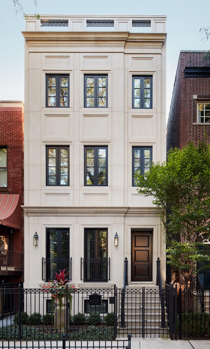 Front View of Three Story Townhome in Chicago